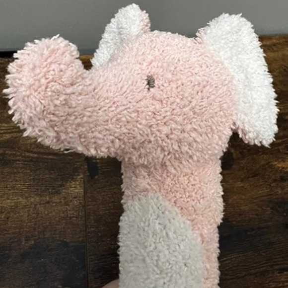 Mud Pie Pink Terry Cloth Elephant Plush Rattle - Picture 2 of 6